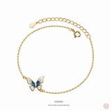 925 Silver Enamel Butterfly Chain Bracelet Women Jewelry