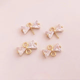 14K Gold-Plated Zircon Bow Pin Pendant DIY Pendant Accessories