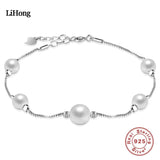 925 Sterling Silver Freshwater Pearl Bracelet Women's Charm Jewelry