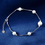 925 Sterling Silver Freshwater Pearl Bracelet Women's Charm Jewelry