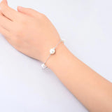 925 Sterling Silver Freshwater Pearl Bracelet Women's Charm Jewelry