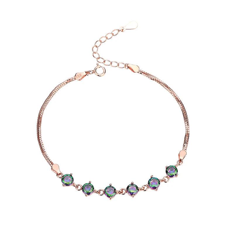 Sterling Silver 7-Color Zirconia Bracelet - Rose Gold