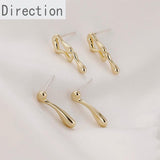 Copper Plated 14k Minimalist Asymmetrical Water Drop Earrings