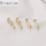 Copper Plated 14k Minimalist Asymmetrical Water Drop Earrings