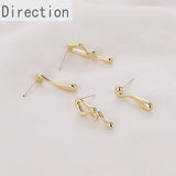 Copper Plated 14k Minimalist Asymmetrical Water Drop Earrings