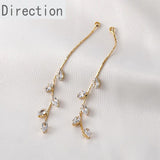 18k Copper-Plated Willow Leaf Zircon Tassel Earrings