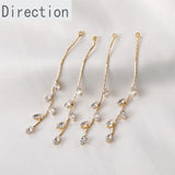 18k Copper-Plated Willow Leaf Zircon Tassel Earrings