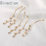 18k Copper-Plated Willow Leaf Zircon Tassel Earrings