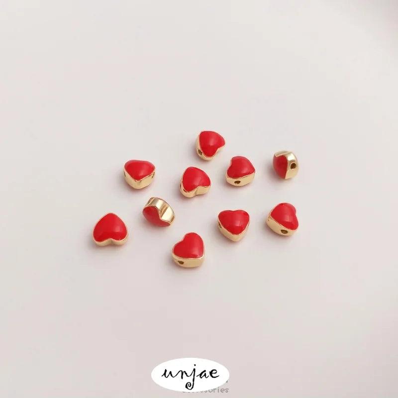 Red Peach Heart Bead Love Bracelet Diy Jewelry