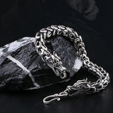 Vintage Silver Dragon Head Bracelet for Men