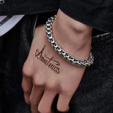 Vintage Silver Dragon Head Bracelet for Men