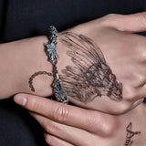 Vintage Silver Dragon Head Bracelet for Men