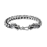 Vintage Silver Dragon Head Bracelet for Men