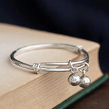 Retro Style Silver Bracelet with Small Bells Evil Hand Jewelry