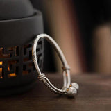 Retro Style Silver Bracelet with Small Bells Evil Hand Jewelry