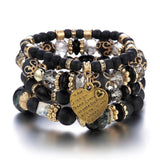 Bohemian Multi-layer Bracelet Crystal Peach Heart Beaded Hand Jewelry