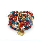 Bohemian Multi-layer Bracelet Crystal Peach Heart Beaded Hand Jewelry