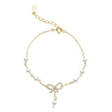 Heart Bow Bracelet Sterling Silver Pearl Student Jewelry