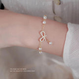 Heart Bow Bracelet Sterling Silver Pearl Student Jewelry