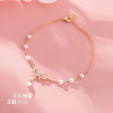 Heart Bow Bracelet Sterling Silver Pearl Student Jewelry