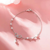 Heart Bow Bracelet Sterling Silver Pearl Student Jewelry