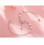 Heart Bow Bracelet Sterling Silver Pearl Student Jewelry