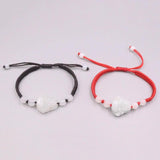 Lucky Bless Buddha Real Jade Weave Bracelet Red Rope 16cmL