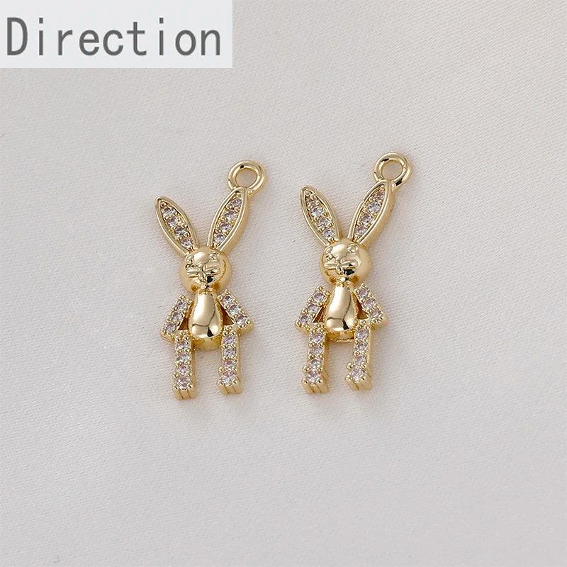 14k Diamond Bunny Lemon Slice Pendant DIY Jewelry Material