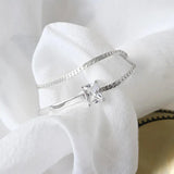925 Silver Zircon Double Layer Bracelets Adjustable City Wild Square Jewelry