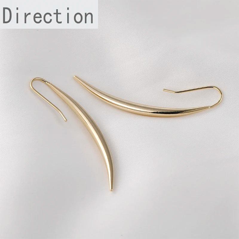 Advanced Sense Wolf Tooth Water Drop Crescent Earrings