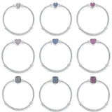 925 Sterling Silver Heart Clasp Crystal Bangles Bracelets