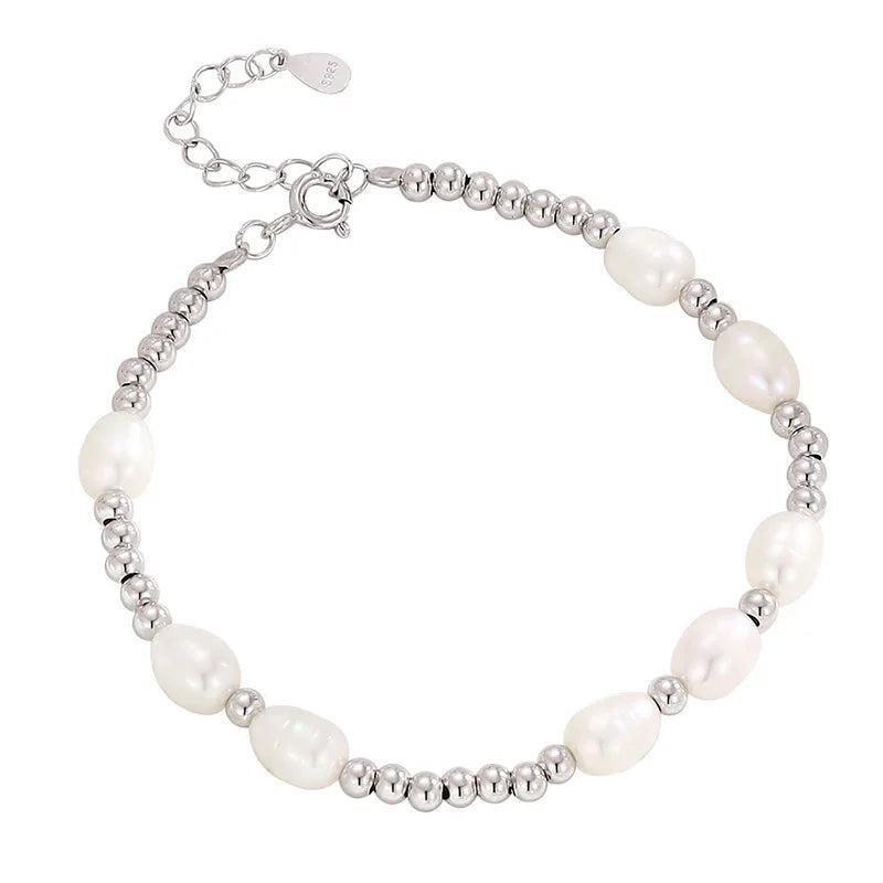 TrustDavis 925 Sterling Silver Pearl Bracelet for Women