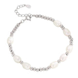 TrustDavis 925 Sterling Silver Pearl Bracelet for Women