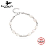 TrustDavis 925 Sterling Silver Pearl Bracelet for Women