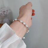 TrustDavis 925 Sterling Silver Pearl Bracelet for Women