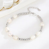 TrustDavis 925 Sterling Silver Pearl Bracelet for Women