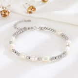 TrustDavis 925 Sterling Silver Pearl Bracelet for Women