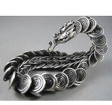 Chinese Tibet silver dragon Head Men bracelet