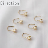 14k Gold-Clad Leaf Flower Hat Holder Sticky Pearl Ear Hook DIY Earrings