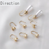 14k Gold-Clad Leaf Flower Hat Holder Sticky Pearl Ear Hook DIY Earrings