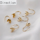14k Gold-Clad Leaf Flower Hat Holder Sticky Pearl Ear Hook DIY Earrings