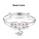 Cherry Blossom Love Bracelet 925 Silver Japanese Jewelry Gift