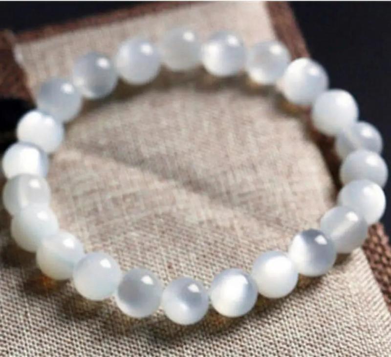Natural Moonstone Light Gemstone Round Beads Bracelet 7mm
