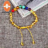 Amber Adjustable Bracelet 7 Chakra Stones Fine Jewelry