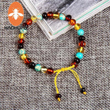 Amber Adjustable Bracelet 7 Chakra Stones Fine Jewelry