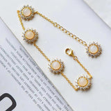 Sun Flower Bracelet Natural Chalcedony Daisy Women's Jewelry