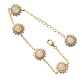 Sun Flower Bracelet Natural Chalcedony Daisy Women's Jewelry