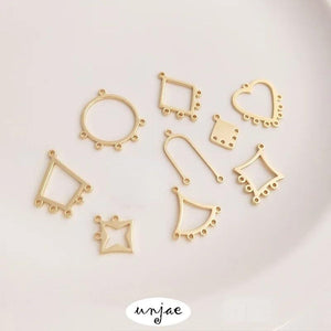 14K Geometric Diamond Tassel Earrings DIY Accessories