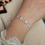 925 Silver Love Letter CZ L O V E Alphabet Bracelet