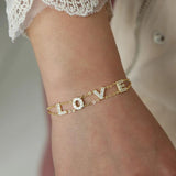 925 Silver Love Letter CZ L O V E Alphabet Bracelet
